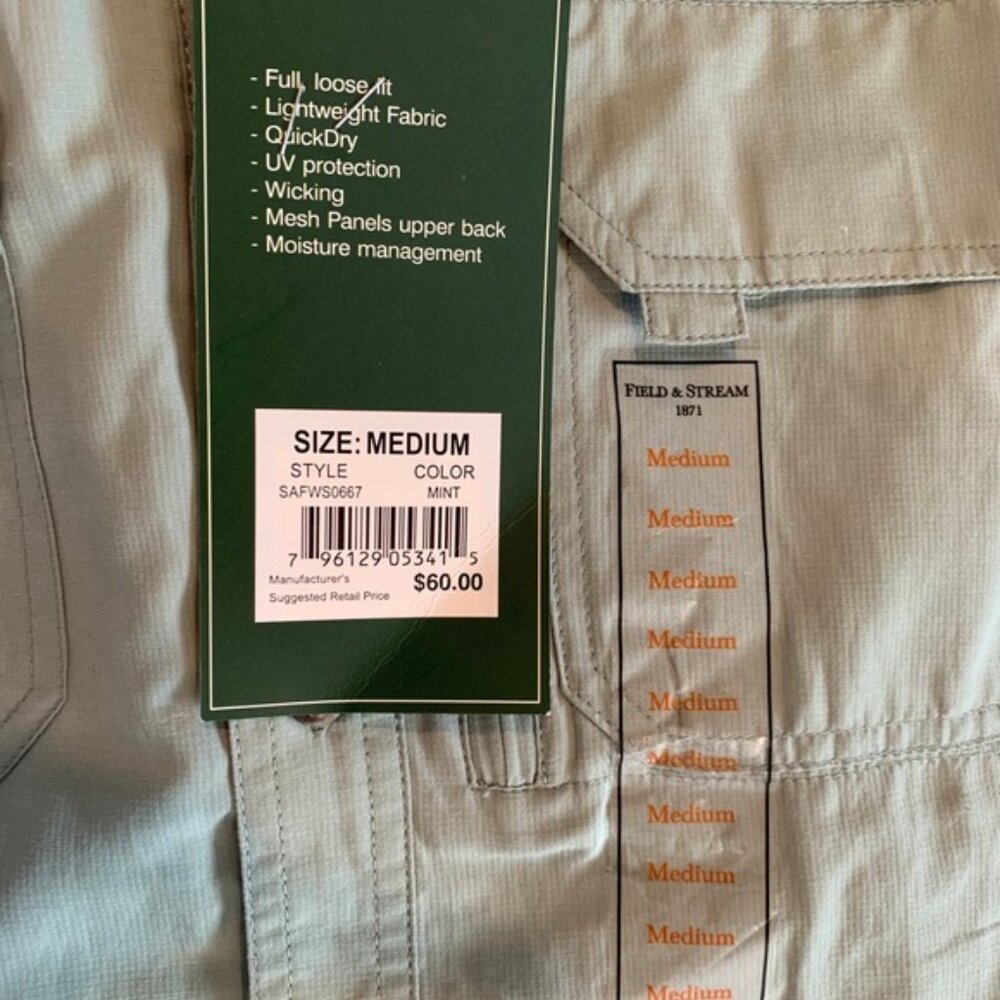 Nwt Field & Stream Green Button-Up Shirt Size M C… - image 4